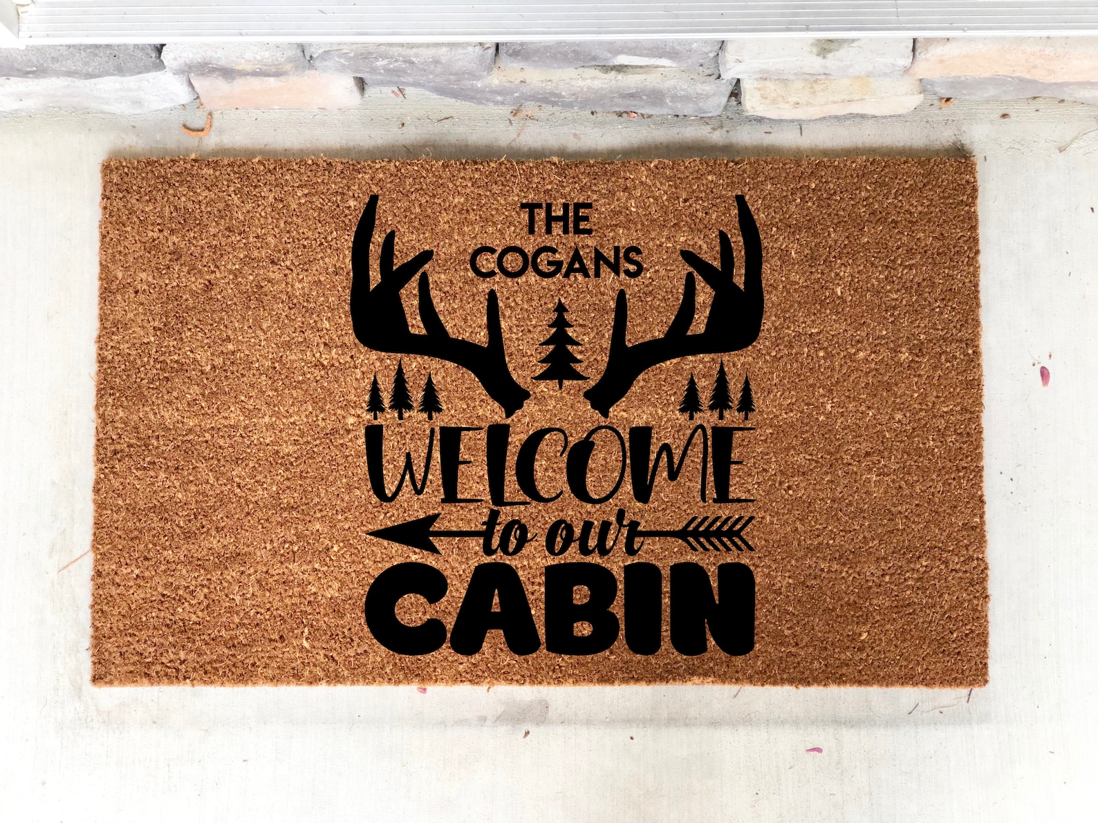 Personalized Cabin Doormat Mountains Door Mat Cabin Decor Etsy