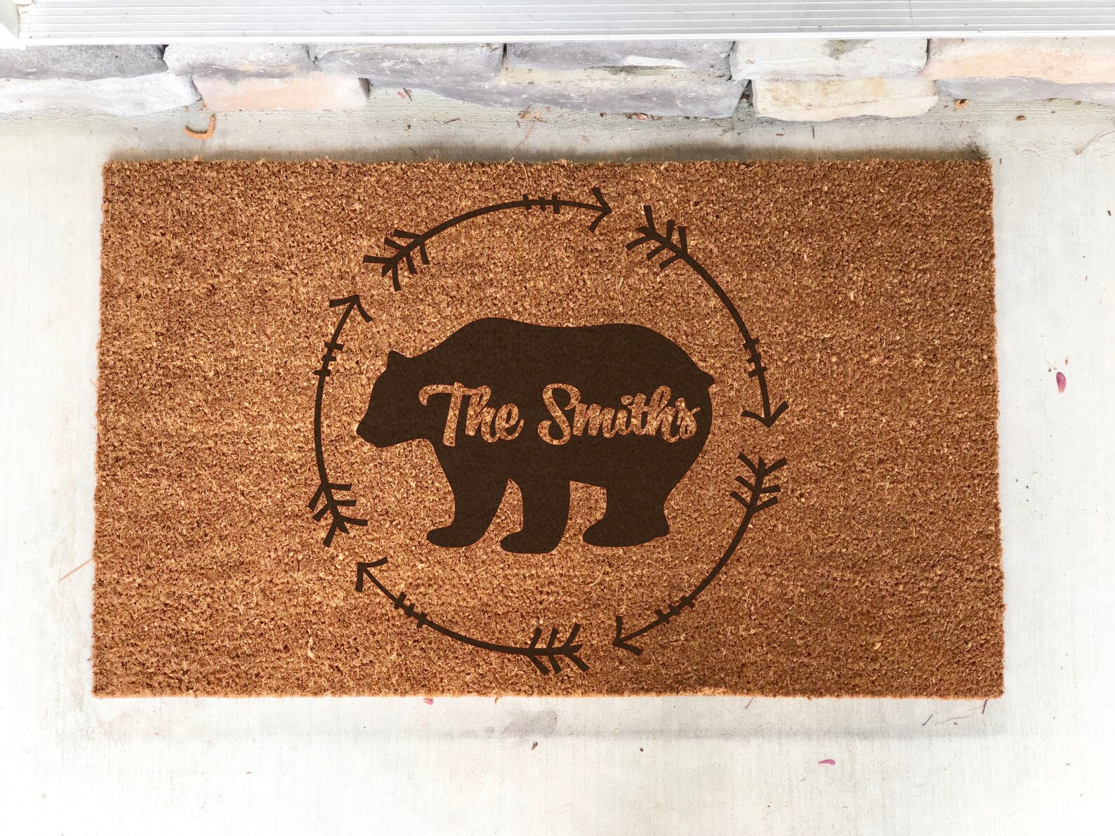 Personalized Cabin Doormat Mountains Door Mat Bear Decor Etsy