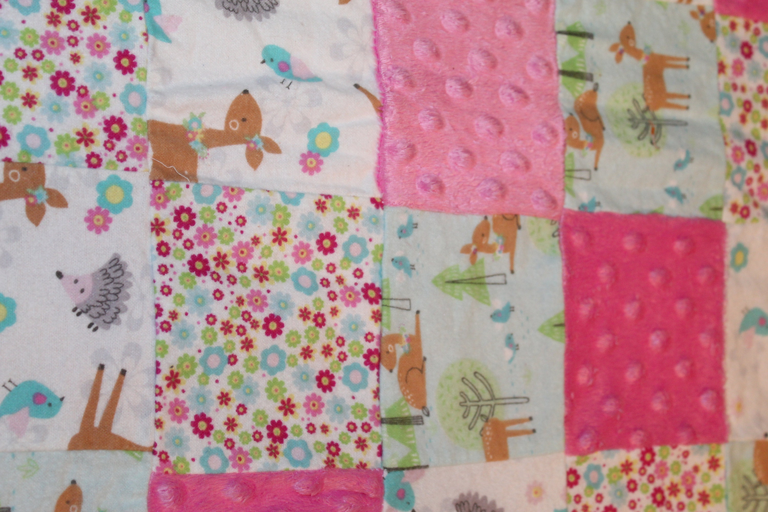Quilted Woodland Themed Flannel Baby Blanket Satin Binding Etsy