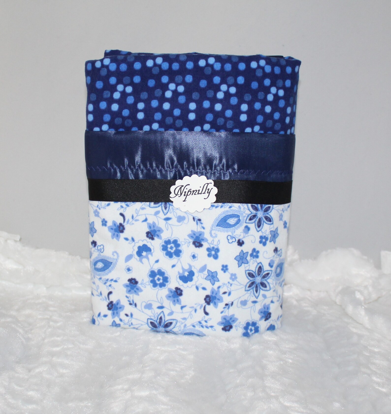 Blue Floral Flannel Baby Blanket Satin Binding Baby Girl Etsy