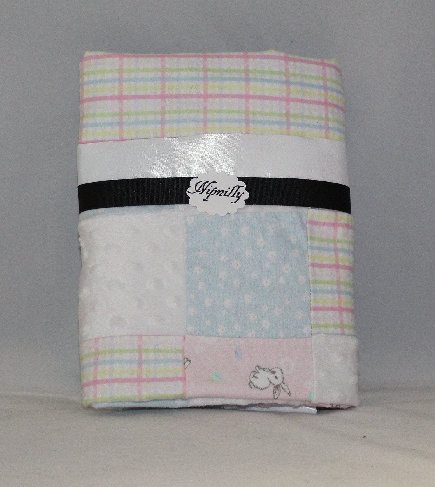 Pastel Bunny Quilted Flannel Baby Blanket Satin Binding Etsy