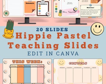 Hippie Fun Pastel Classroom Slides to edit in Canva