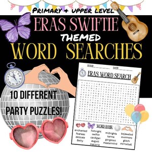 Eras Swiftie Word Search: 10-Page Party Pack (Digital Download)