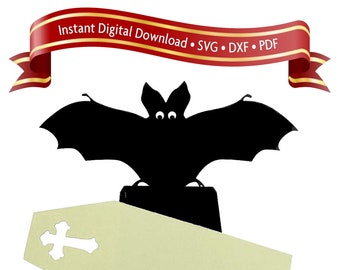 SVG digital download Halloween bat name card holder.