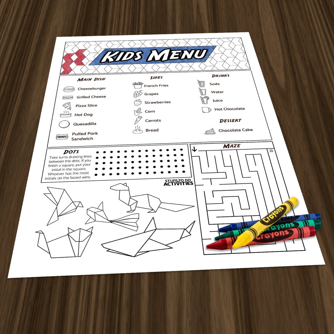 Free Printable Kids Menu Template