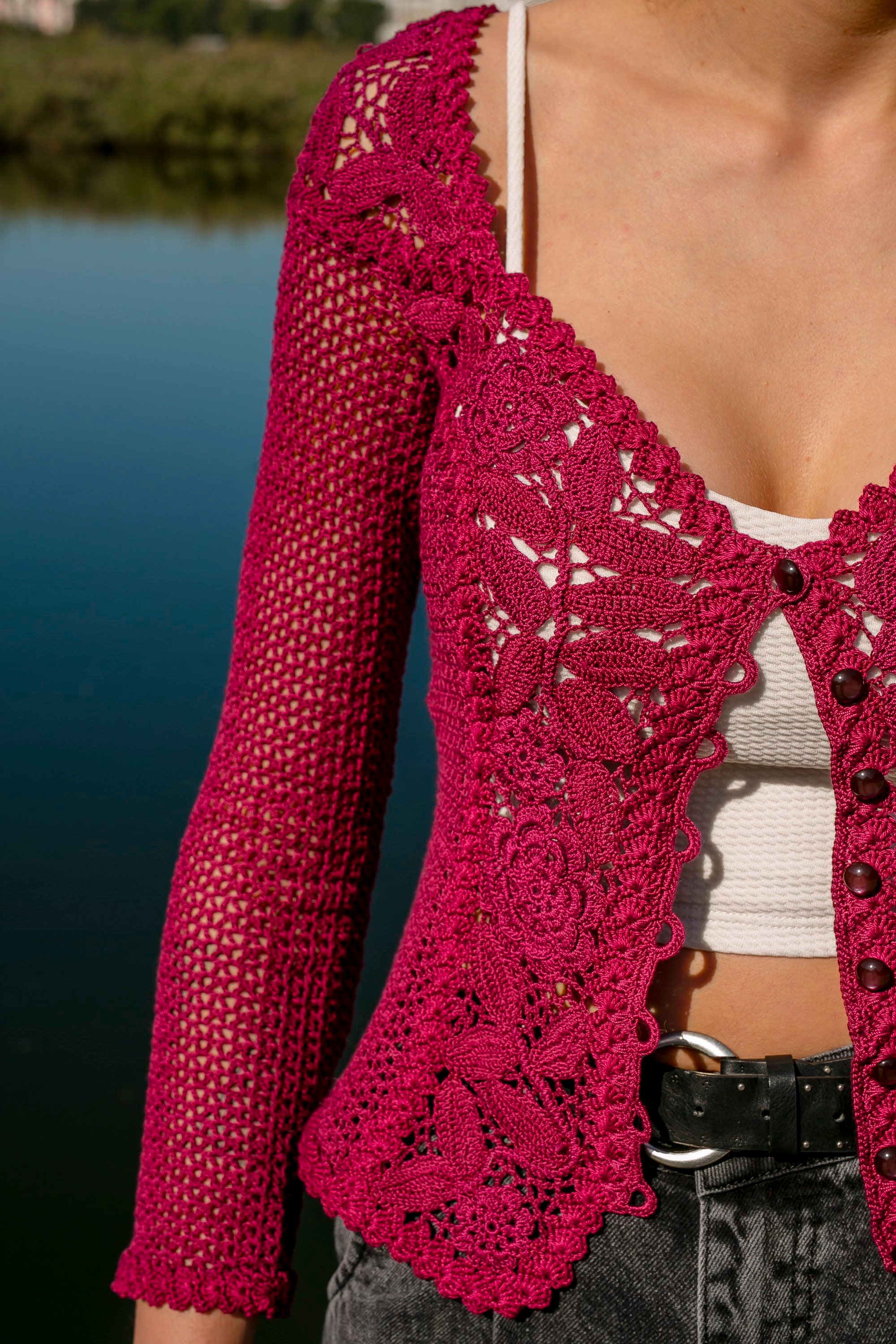 Crochet Wine Blazer Jacket Etsy
