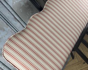 Scalloped headboard choice of fittings and Hendrick stripe fabrics