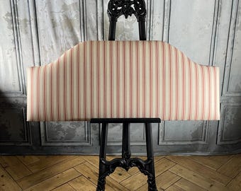 Bespoke 'Classic Curve' upholstered headboard made with ticking/linen fabrics Freestanding, Wall Hanging, Divan fittings