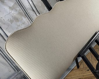 Scalloped headboard choice of fittings and Hector stripe fabrics