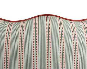 Bespoke 'Scalloped' headboard made with Stars, Spots, or Hearts & Stripes fabric with piping - choice of fittings, size, ANY colours.