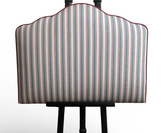 Bespoke 'The Provence' headboard made with Scallop Stripe fabric with piping - choice of fittings, size, and colours.