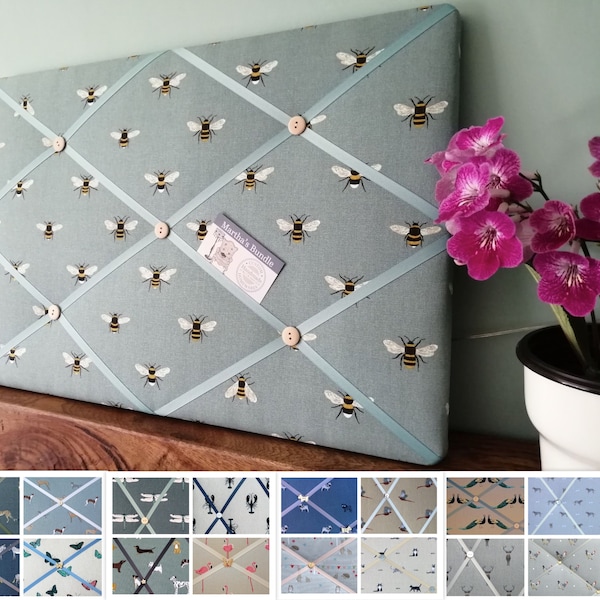 Sophie Allport Fabric Pin Memo Notice Cork Board Choice of Print, Size and Colour FREE UK POSTAGE Custom made