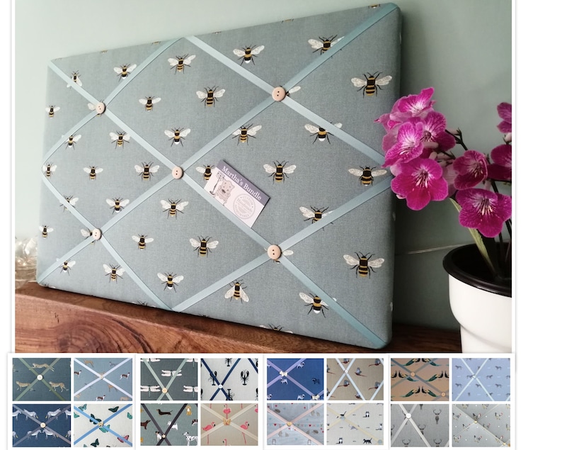 Sophie Allport Fabric Pin Memo Notice Cork Board Choice of Print, Size and Colour FREE UK POSTAGE Custom made image 1