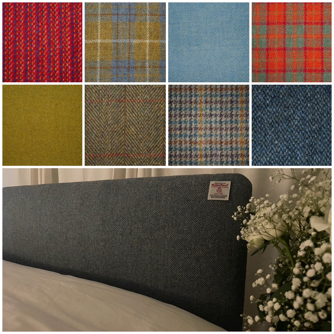 Bespoke Upholstered Headboard Made With Harris Tweed Fabric