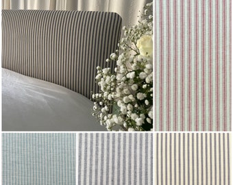 Bespoke upholstered headboard made with French ticking fabric Freestanding, Hanging, Divan fittings