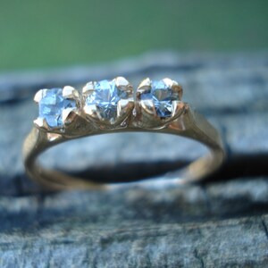 SAPPHIRE eternity ring, Handmade sapphire ring, pale blue three stone ring, blue sapphire engagement ring, ethical conflict free gem