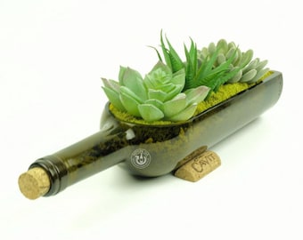 Wine Bottle Planter / Succulents Planter / Cacti Planter / Bordeaux Wine Bottle Planter