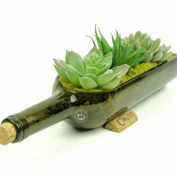 Wine Bottle Planter / Succulents Planter / Cacti Planter / Bordeaux Wine Bottle Planter