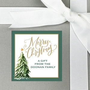 Personalized Christmas Gift Stickers, Gift Enclosure Card for Holidays, Tree Gift Sticker, Family Calling Cards, Christmas Tree Gift Tags