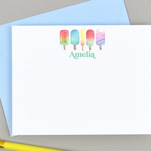 Popsicle Stationary for Kids Personalized Stationary Set, Personalized Popsicle Notecards for Girls Stationery, Popsicle Thank You Cards