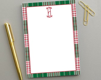 Personalized Notepad Plaid, Monogrammed Notepad Customized Notepad Personalized Gifts, Plaid Stationary Monogrammed Plaid, Hostess Gift