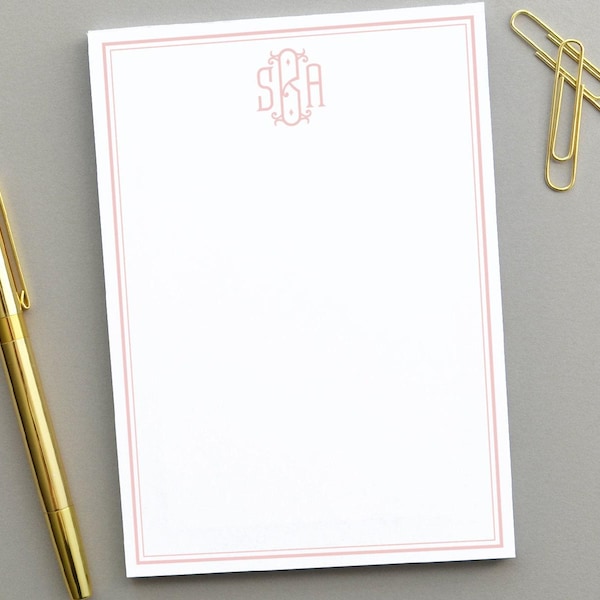 Personalisierter Notizblock für Frauen, Bedruckter Block mit Monogramm, Benutzerdefiniertes Geschenk