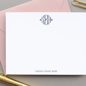 Monogram Stationary Monogrammed Note Card Personalized Note Cards Set, Flat Notecards, Thank You Notes Stationary Simple, Initial Notecards