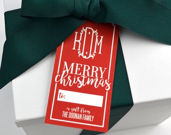 Personalized Christmas Gift Tag Personalized, Monogrammed Gift Tags for Holidays, Christmas Monogram Gift Tag