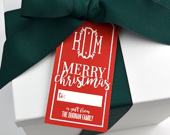 Étiquette cadeau de Noël personnalisée Étiquettes cadeaux personnalisées, monogramme pour les fêtes, étiquette cadeau monogramme de Noël