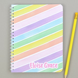 Personalized Girls Notebook, Notebooks Personalized Notebooks for School, Girls Rainbow Notebook for Kids, Rainbow Stationary for Girls image 1