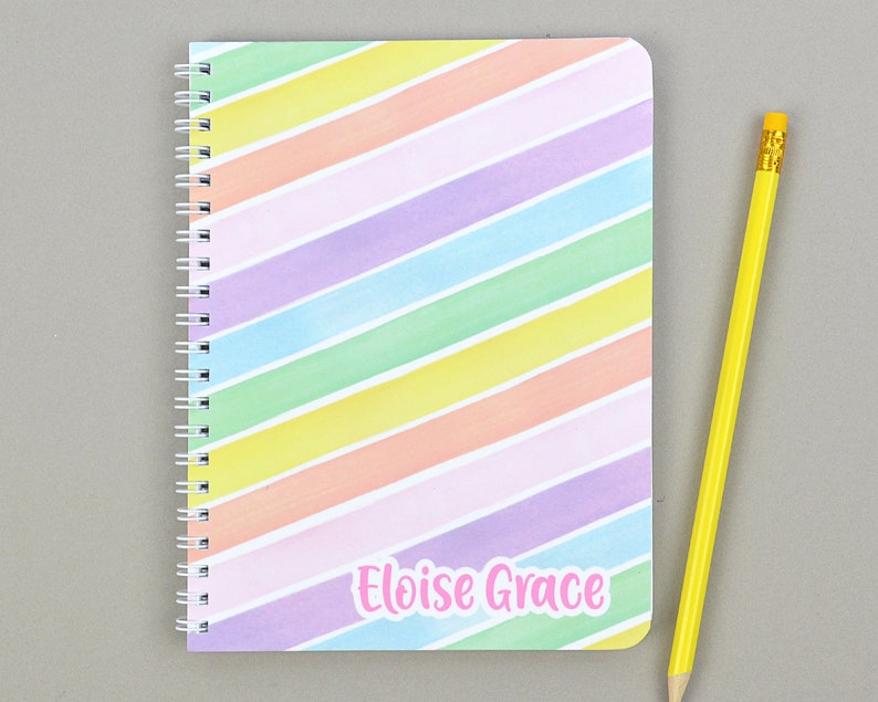 Personalized Girls Notebook, Notebooks Personalized Notebooks for School, Girls Rainbow Notebook for Kids, Rainbow Stationary for Girls image 1