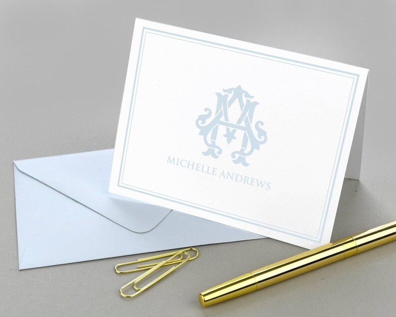 Monogram Stationary Monogrammed Note Card Personalized Note Cards Set ...
