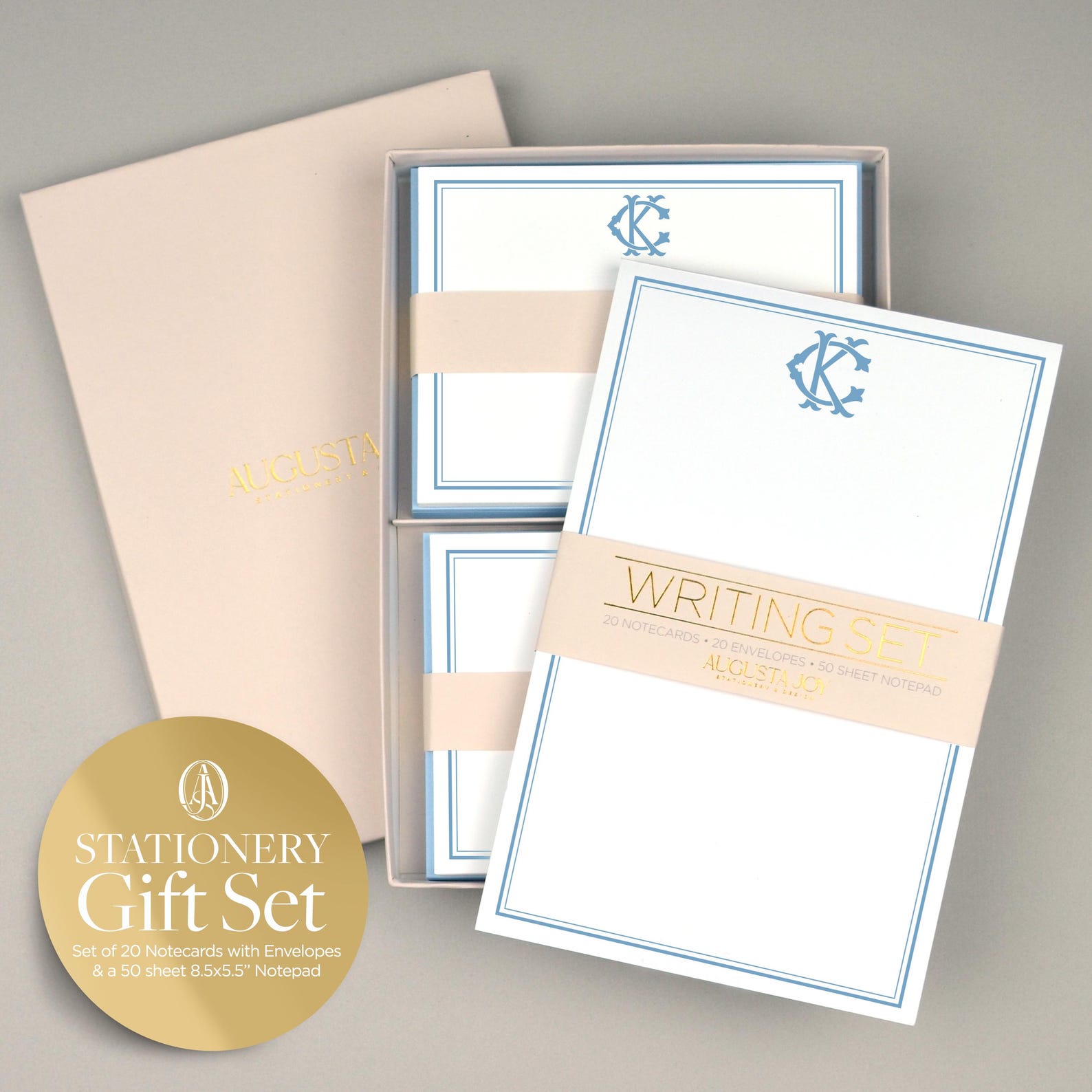 Personalized Stationery Gift Set, Custom Note Cards Set, Monogram ...