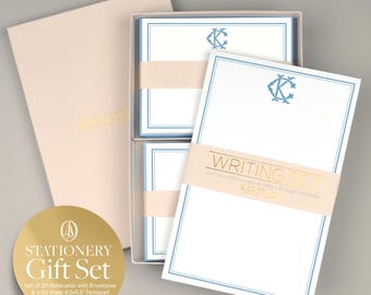 Personalized Stationery Gift Set, Custom Note Cards Set, Monogram Stationery Gift for Couples, Monogrammed Note Cards, Initial Notepad