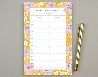Floral To Do Notizblock, To Do Liste Notizblock Tagesplaner Boho Notizblock, tägliche Aufgabe Notizblock, täglicher Organisator Blumennotizblock