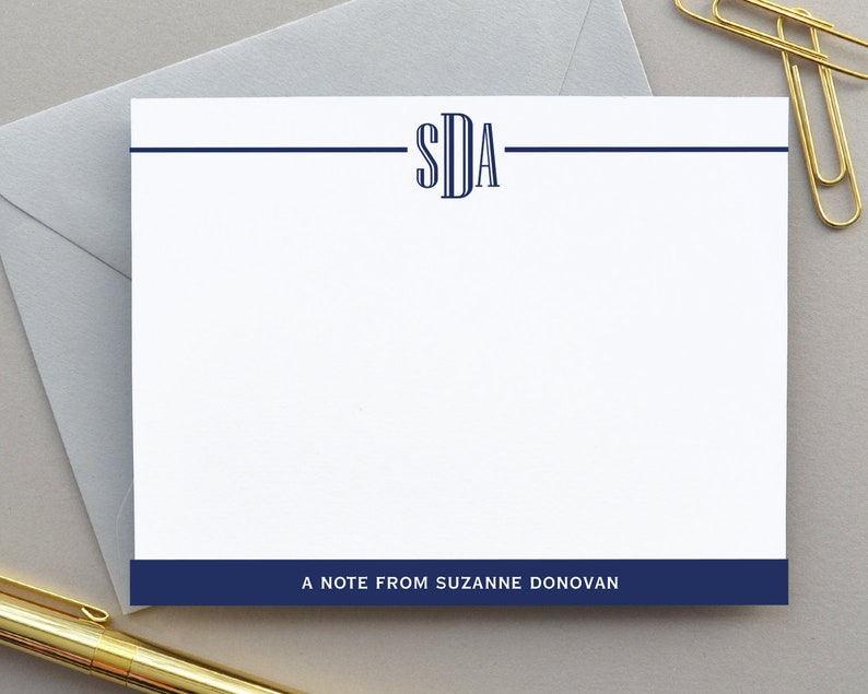 Flat Notecards Personalized Stationary Monogram Stationery Monogrammed Note Card Set Thank You Notes Stationary Simple Initial Notecards