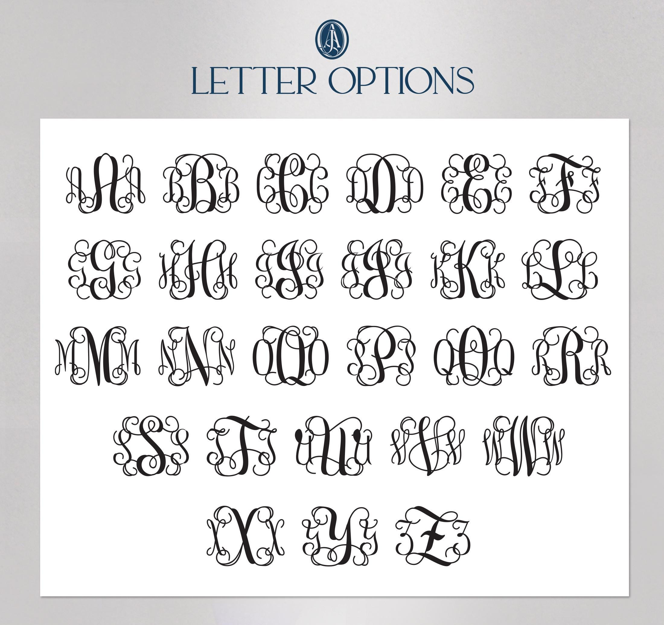 Monogrammed Note Card Set, Personalized Stationery, Script Initial ...