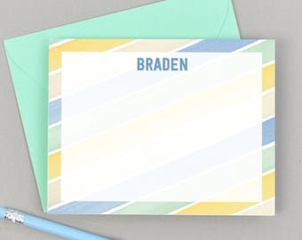 Personalized Boys Stationary Set, Boys Stationery Stripes, Boys Thank You Cards Personalized Kids Stationary, Childrens Stationary