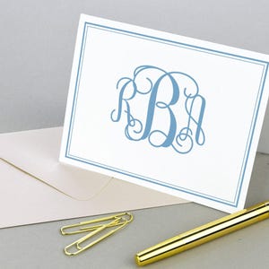 Personalized Stationary Monogrammed Note Card Personalized Note Cards Set, Monogram Stationary, Folded Thank You Notes, Initial Notecards image 2