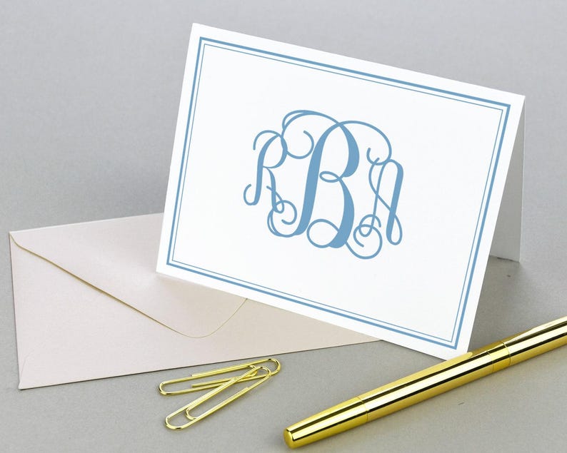 Personalized Stationary Monogrammed Note Card Personalized Note Cards Set, Monogram Stationary, Folded Thank You Notes, Initial Notecards image 2