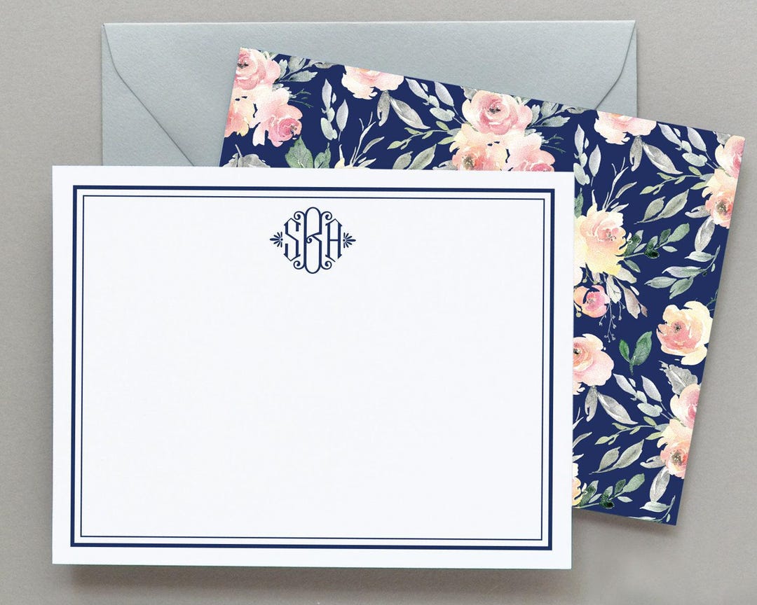 Personalized Floral Stationary Set Personalized, Monogram Floral Note ...
