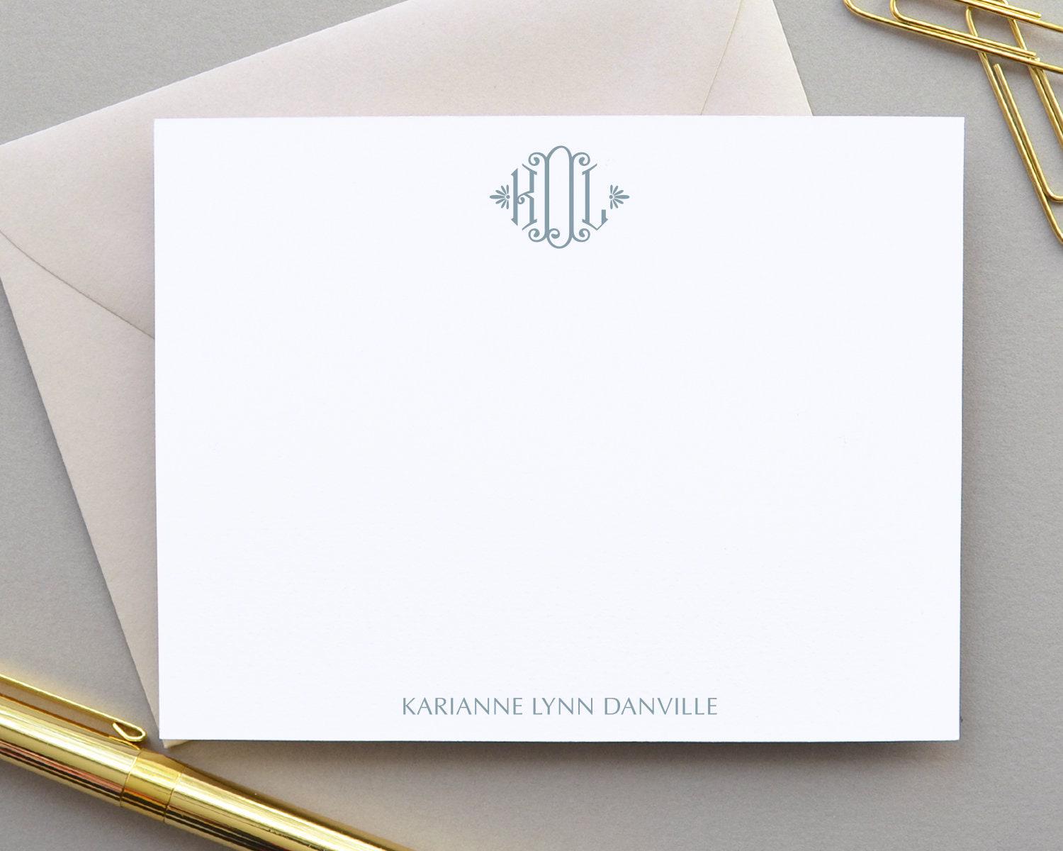 Personalized Stationary, Monogram Stationary Monogrammed Note Card ...