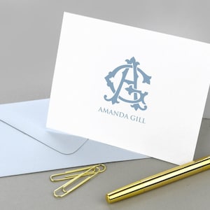 Monogramm Stationäre Monogramm Note Card Personalisierte Note Cards Set, gefaltete Notecards, Dankeschön-Notizen einfach, erste Notecards