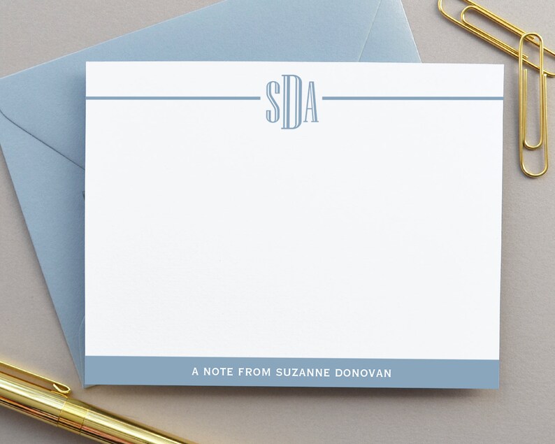 Flat Notecards Personalized Stationary Monogram Stationery Monogrammed Note Card Set Thank You Notes Stationary Simple Initial Notecards