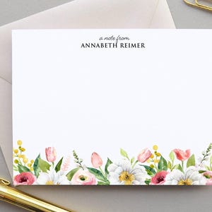 Personalized Stationary Floral Notecards Set with Envelopes, Floral Stationery Set Personalized Thank You Cards Floral Stationary Cards