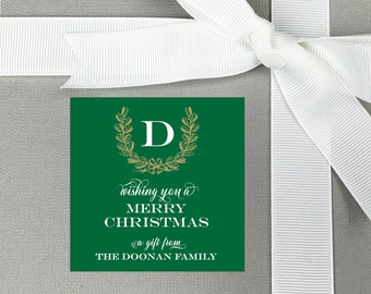 Personalisierte Weihnachtsgeschenk-Aufkleber, benutzerdefinierte Geschenk-Einschließungskarte für Feiertage, personalisierte Wappen-Aufkleber, Familien-Visitenkarten, Kranz-Anhänger