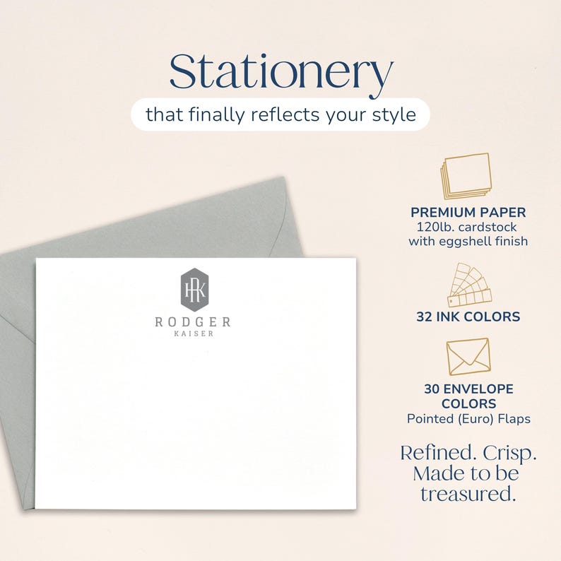 Monogram Stationary for Men, Personalized Mens Stationary Personalized ...