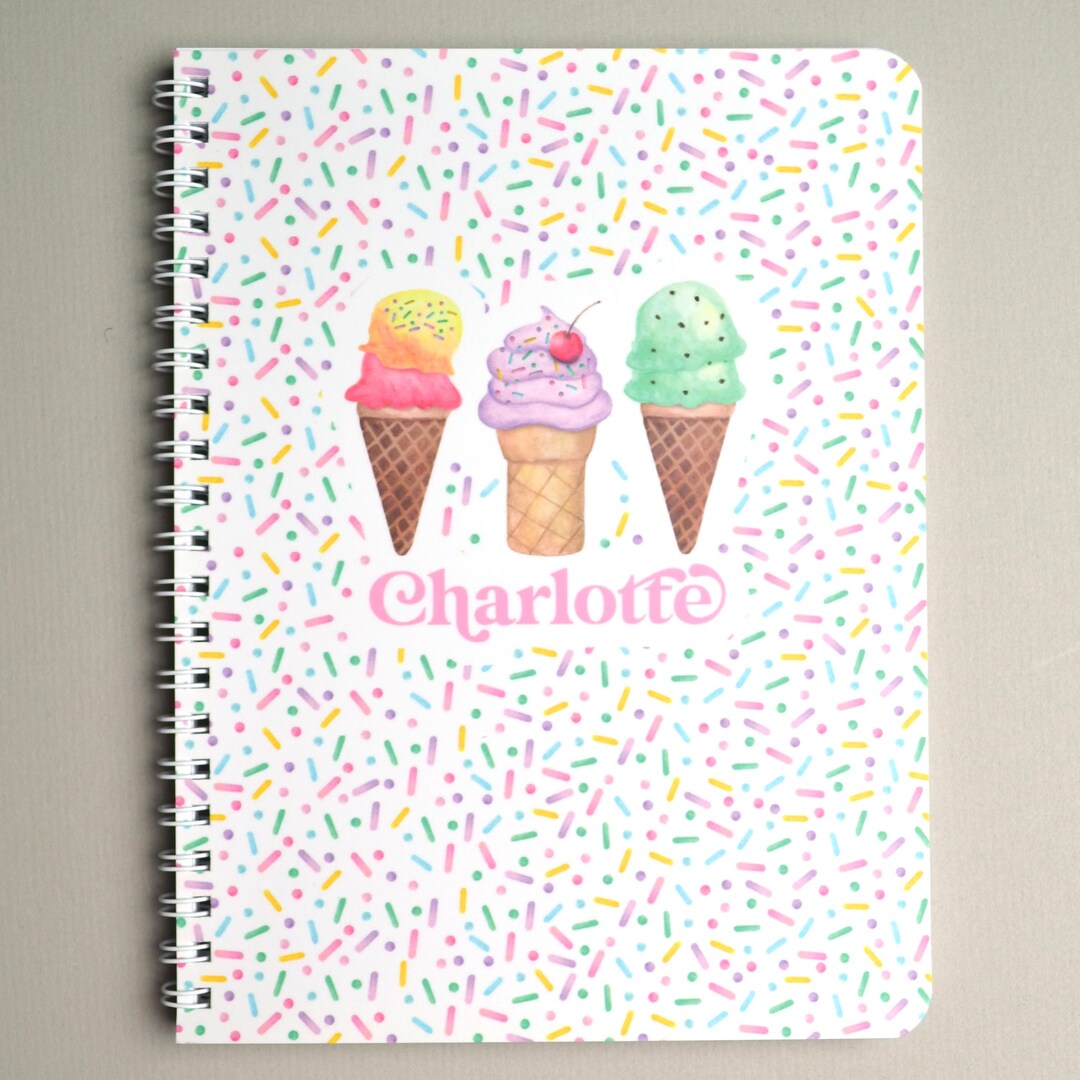 Personalized Girls Notebook, Custom Notebooks for School, Ice Cream ...