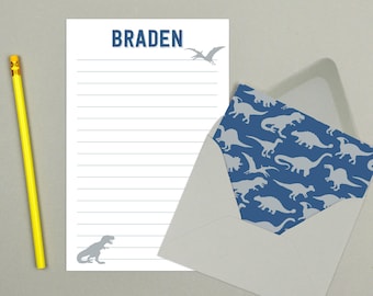 Personalized Dinosaur Letter Writing Set - Fun Summer Camp Stationery for Kids
