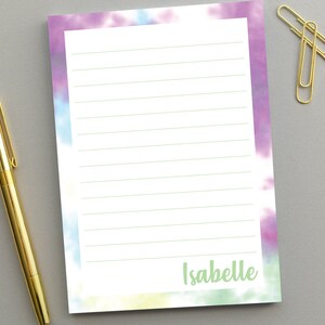 Tie Dye Personalized Notepad, Girls Stationary Personalized Stationery, Tie Dye Stationary, Personalized Kids Notepad, Girls Notepad